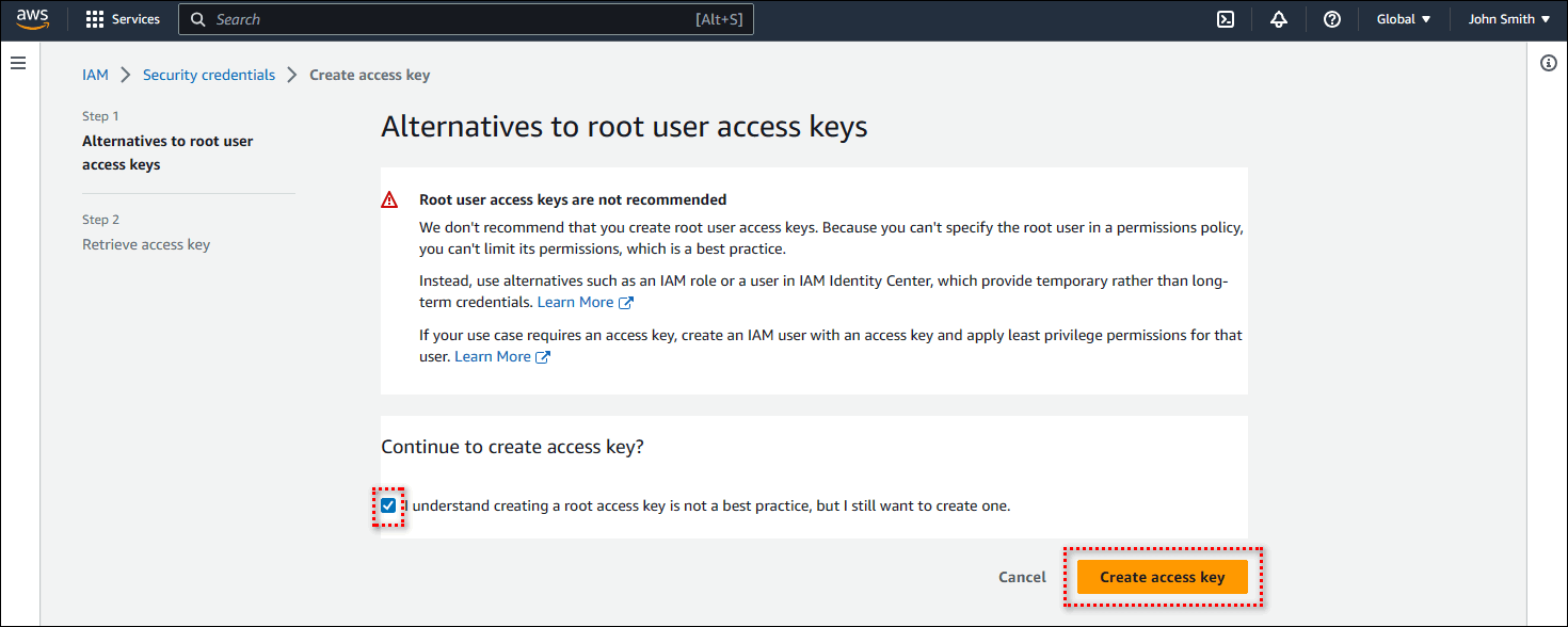 ID chiave di accesso AWS 