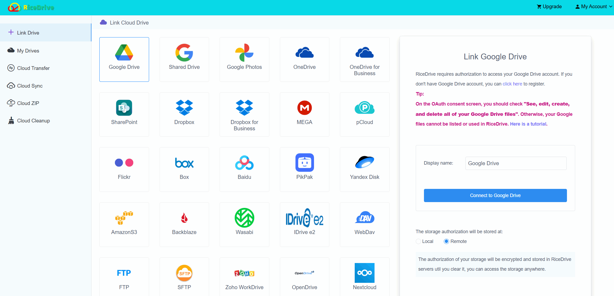 Add Your Source Cloud Drive