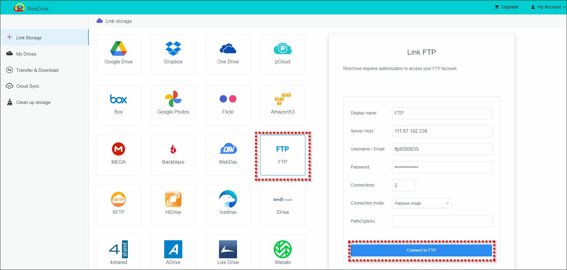connect google drive to ricedrive 