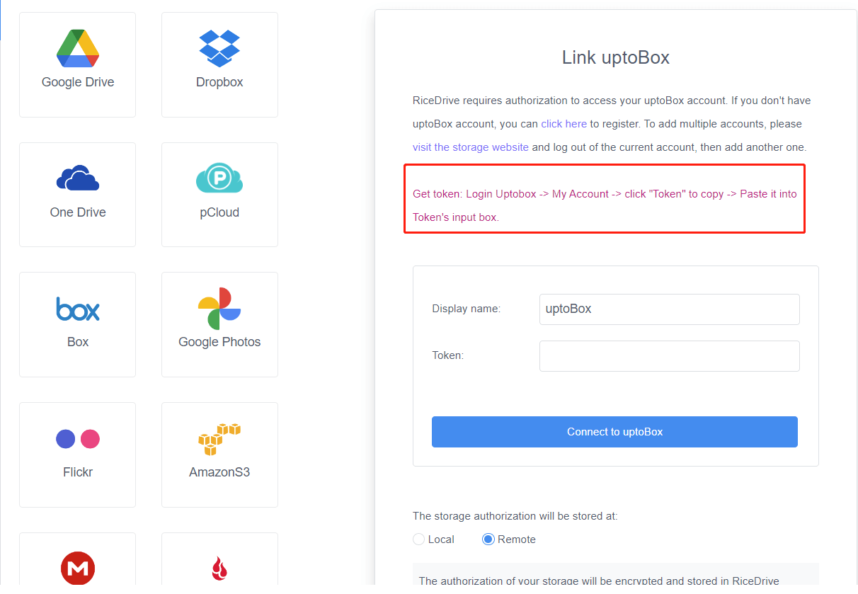 Uptobox mit RiceDrive verbinden