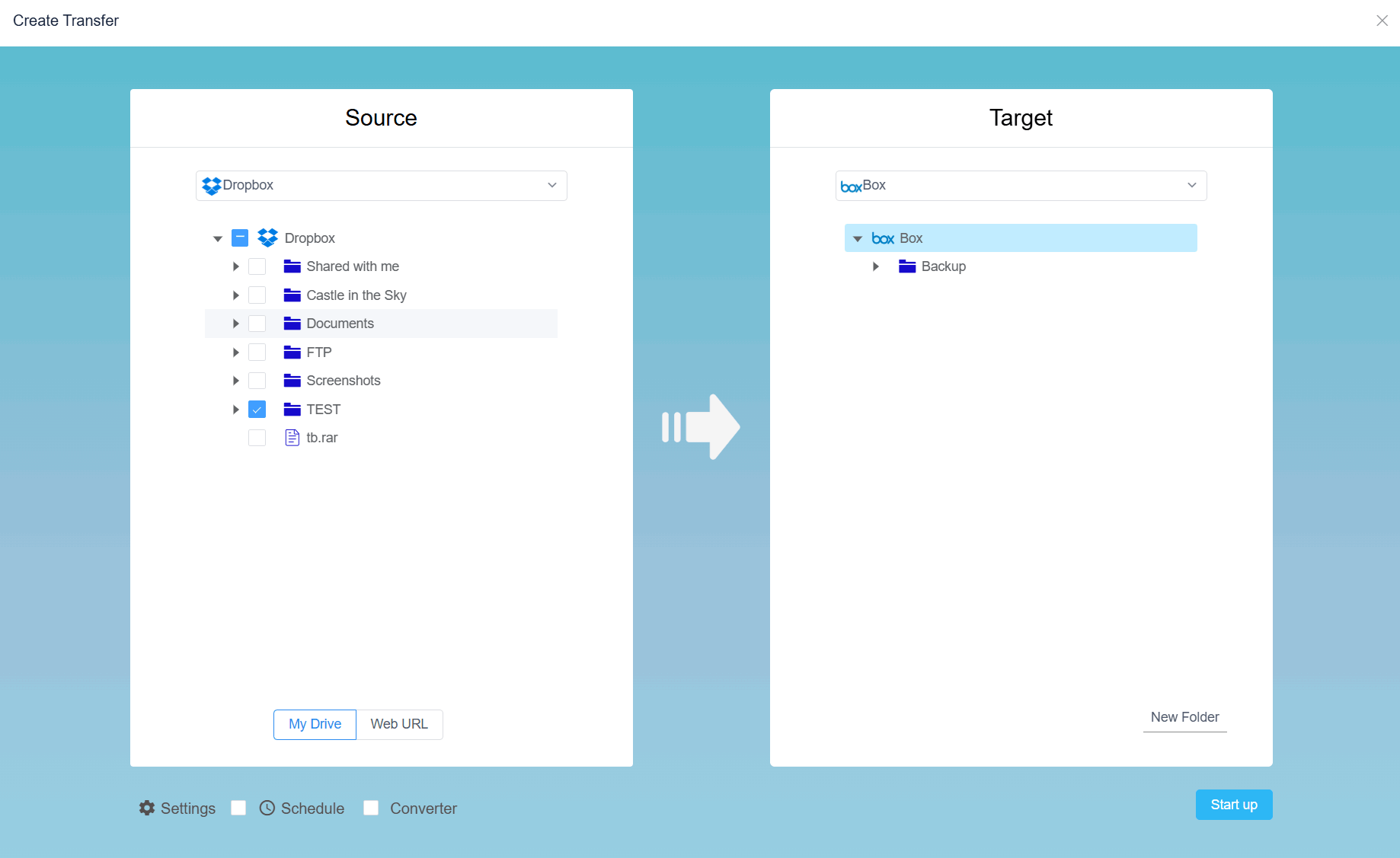 config Transfer settings