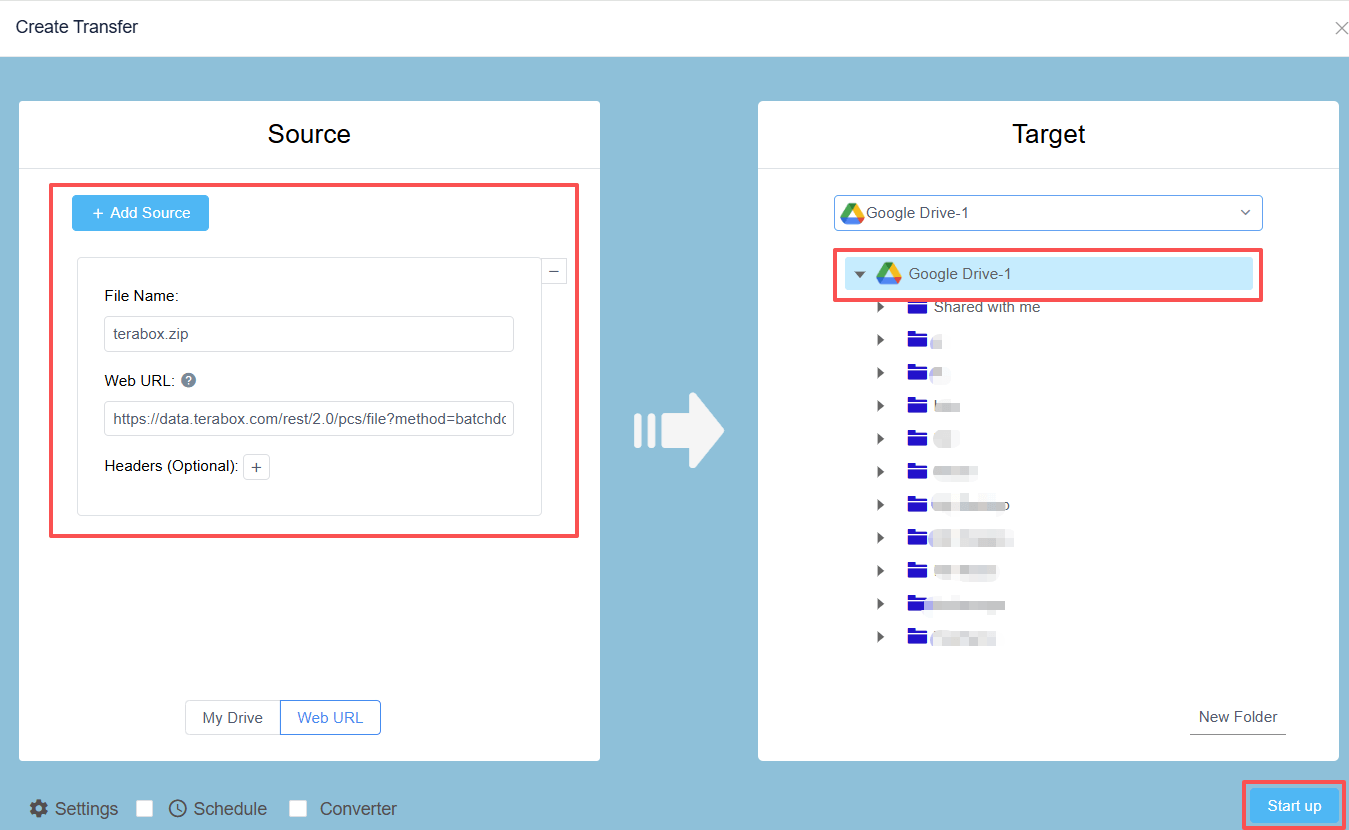 Download Terabox folders to Google Drive