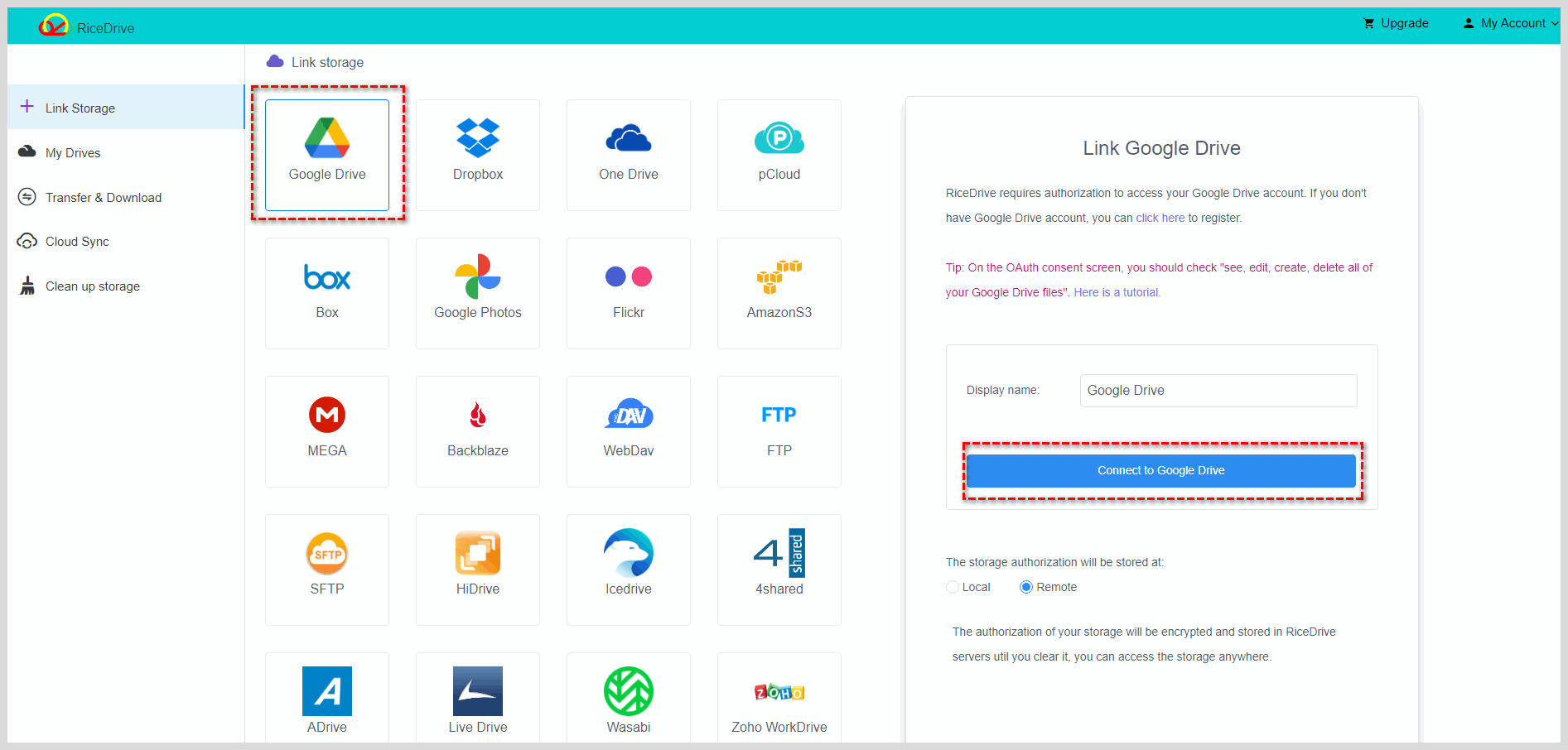 link onedrive to ricedrive 