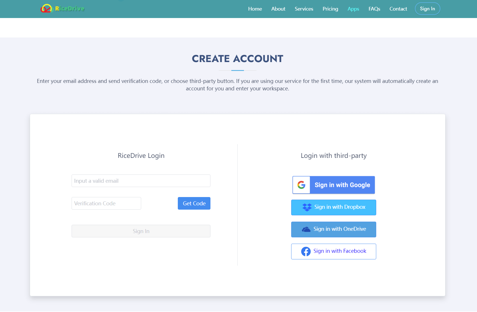 RiceDrive Login Page