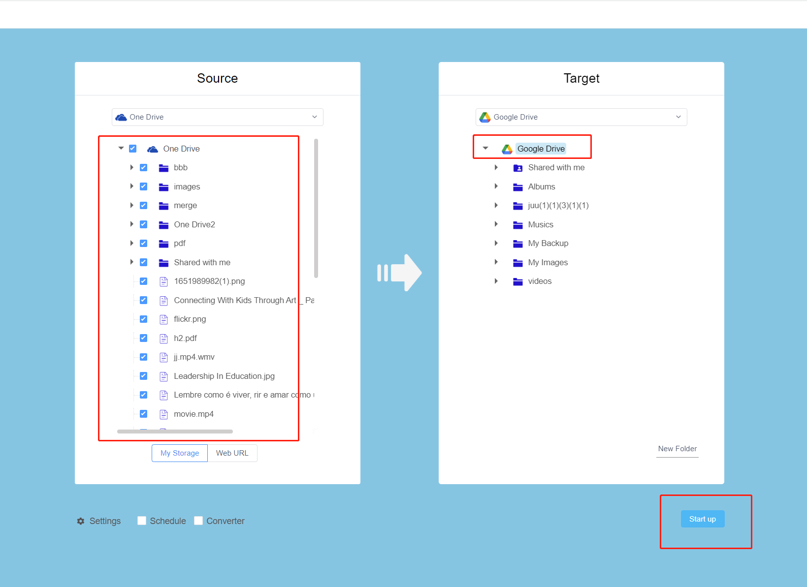 Task OneDrive to Google Drive