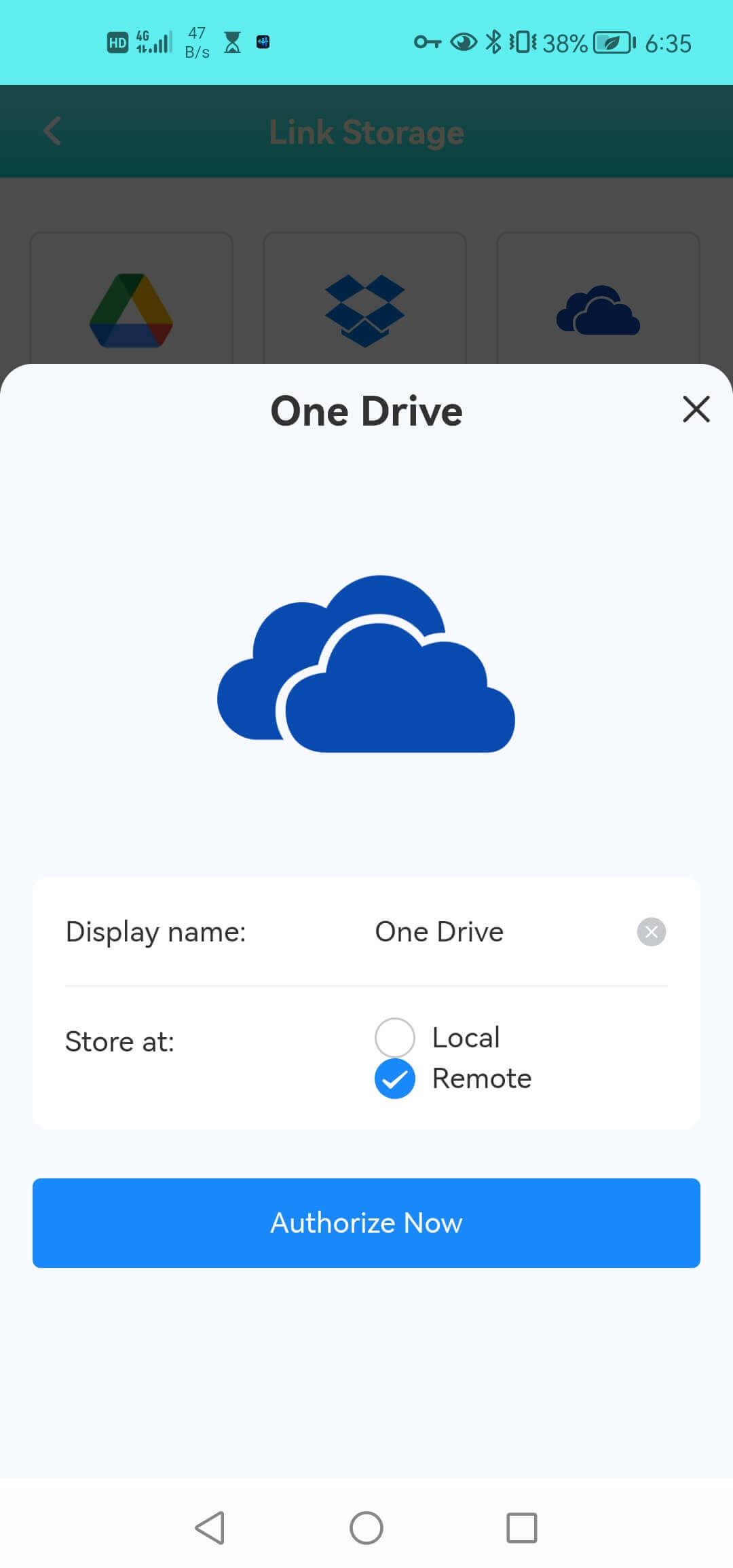 Connect OneDrive to RiceDrive use Phone