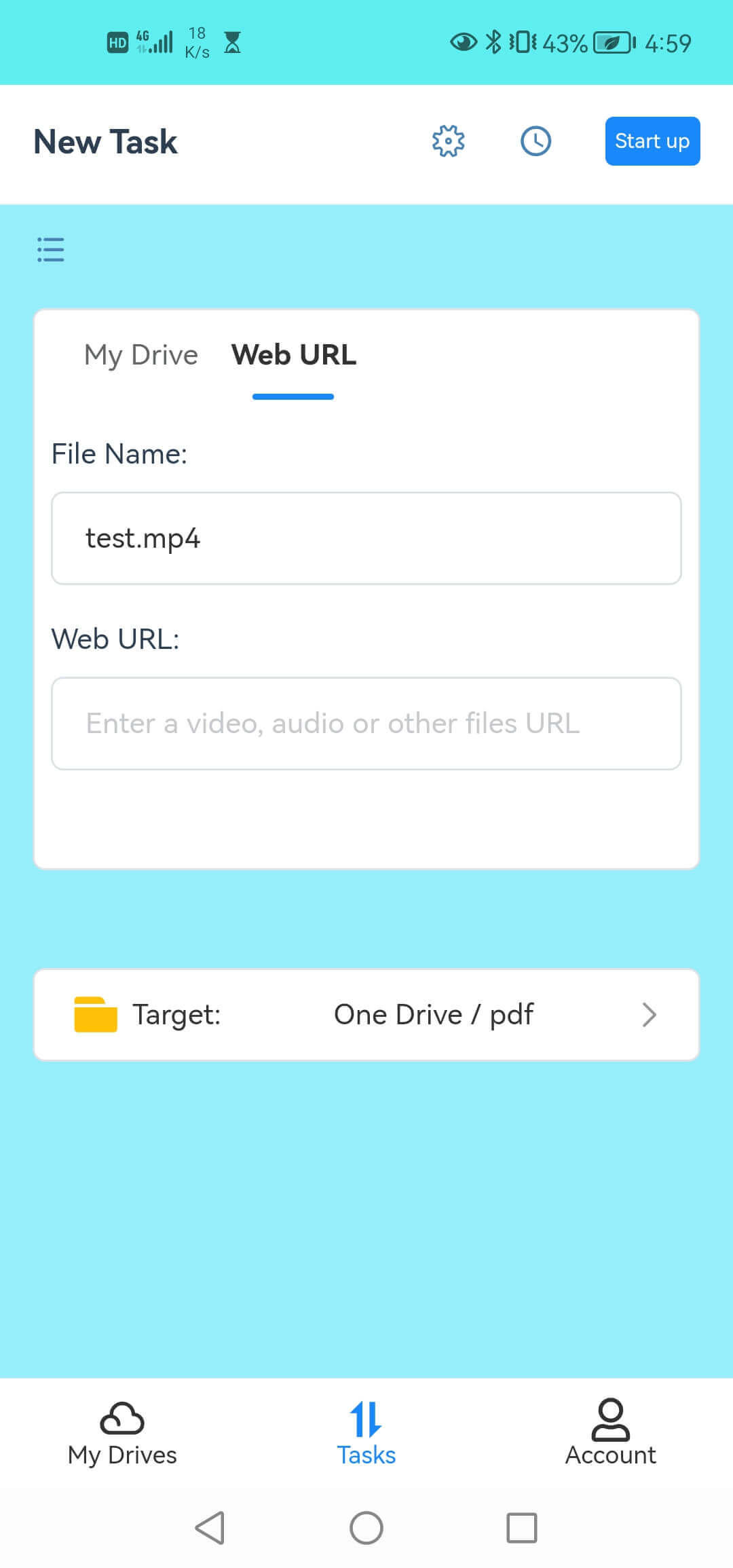 Create task to download video from website