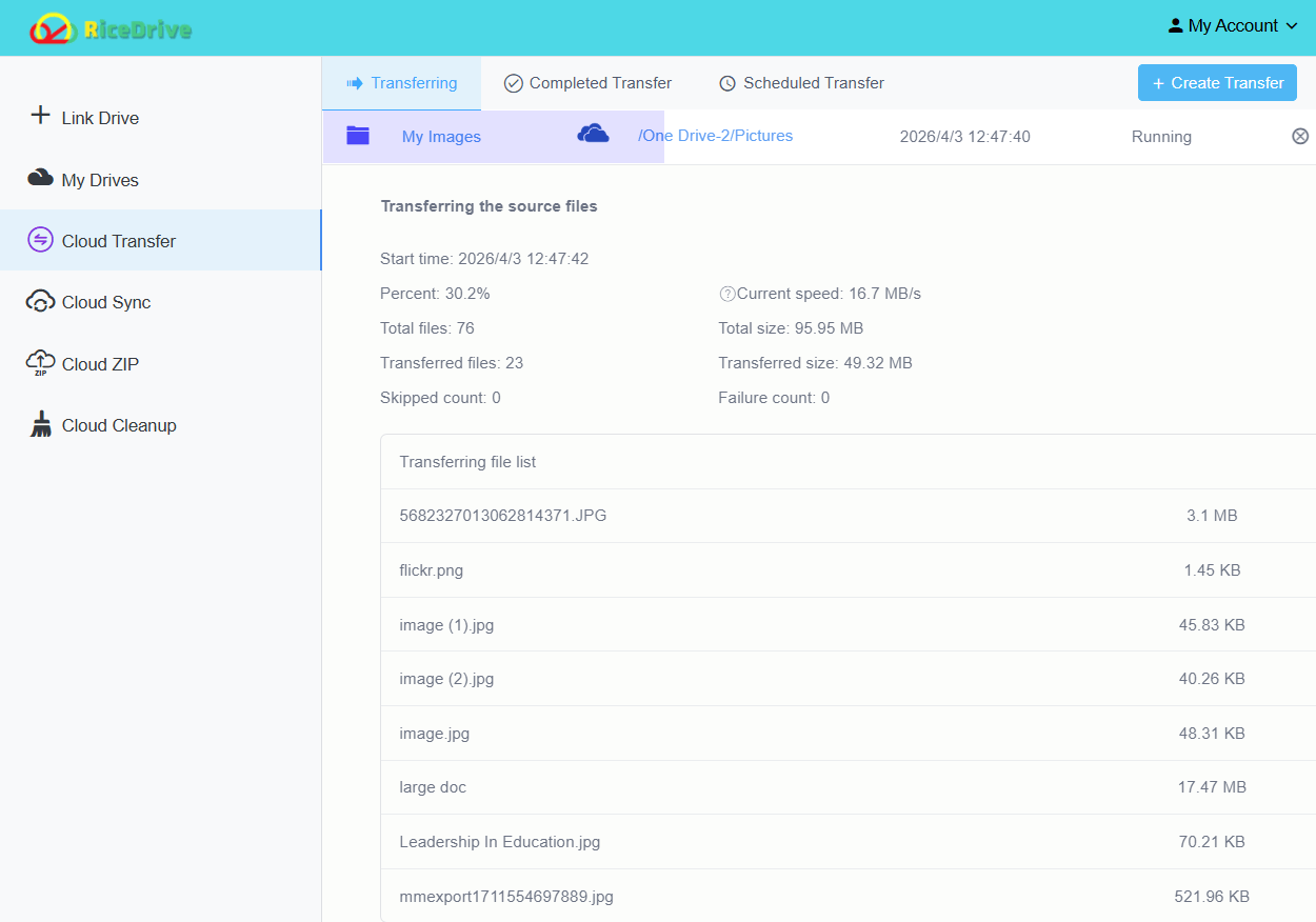 The progress of google drive to onedrive