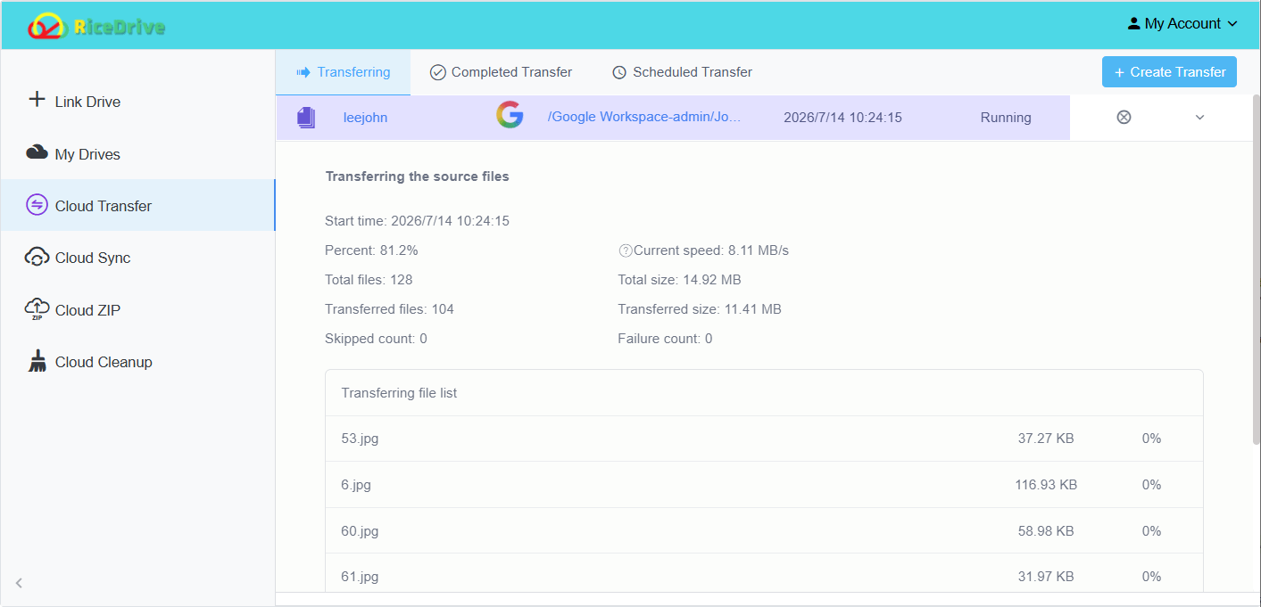 Task monitoring dashboard for Microsoft to Google Workspace