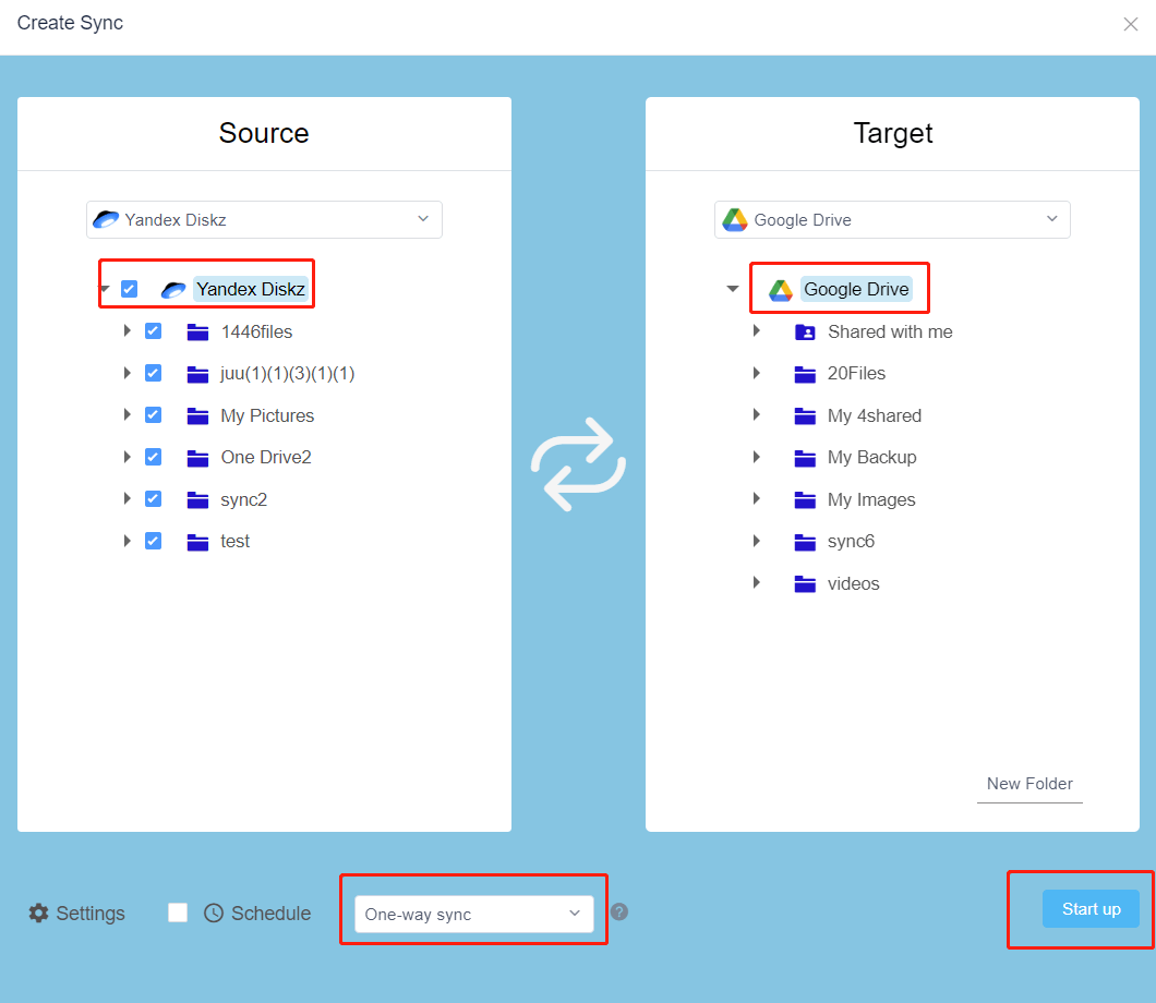 Sync Task for syn Yandex and Google Drive