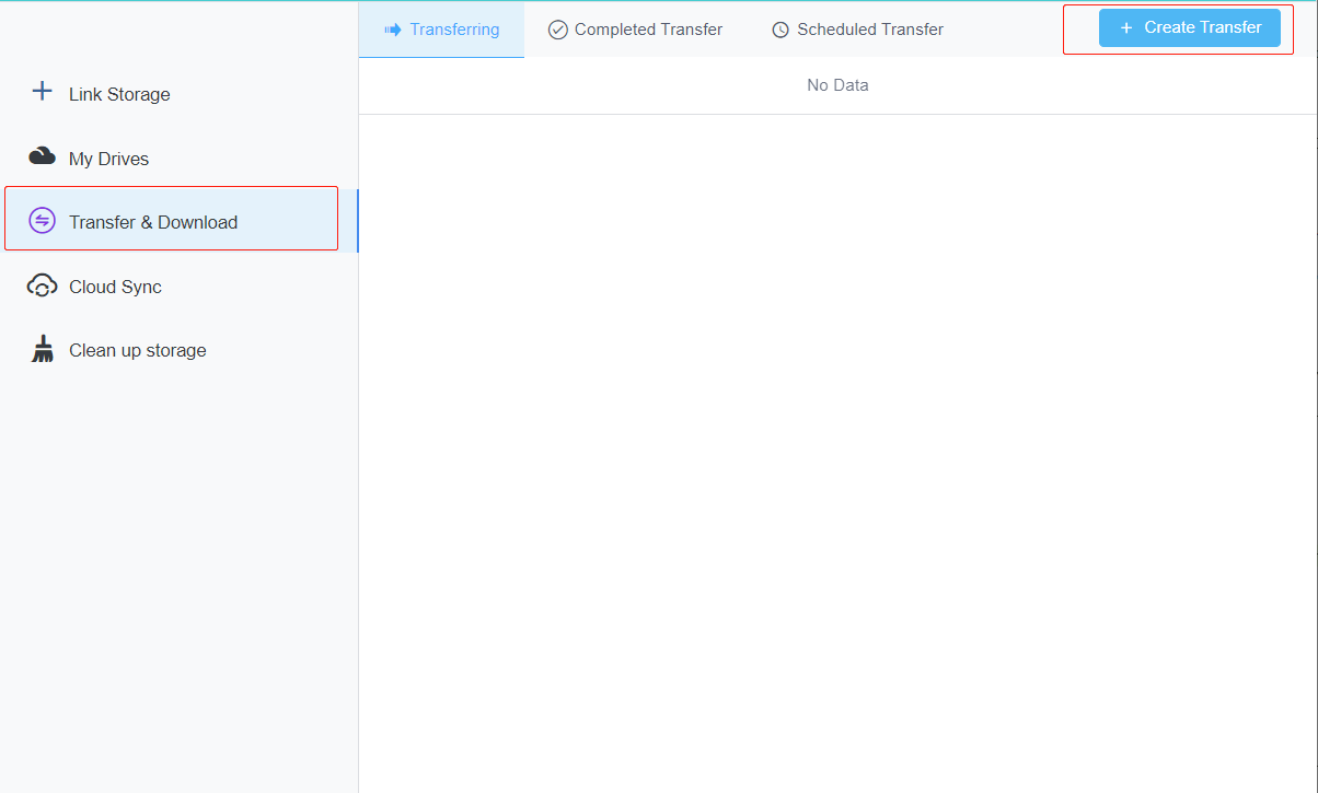 Open the create transfer task interface