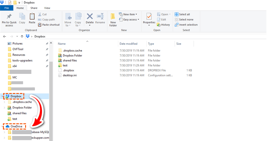 transfer files from dropbox to onedrive 