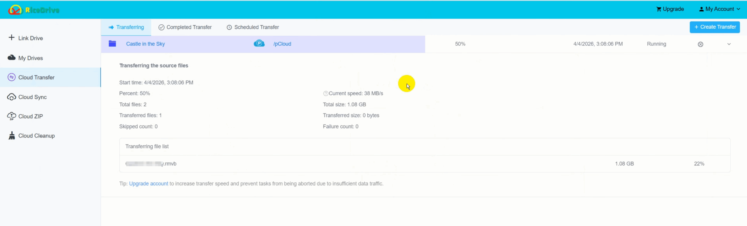 transfer pikpak to pcloud