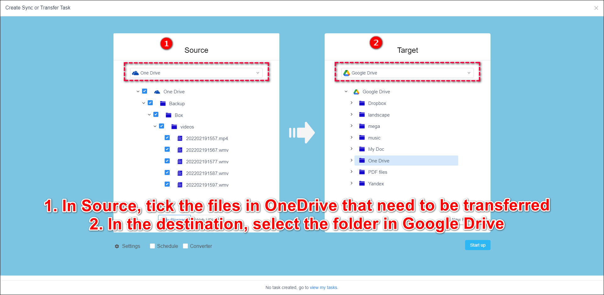 create OneDrive to Google Drive transfer task.png
