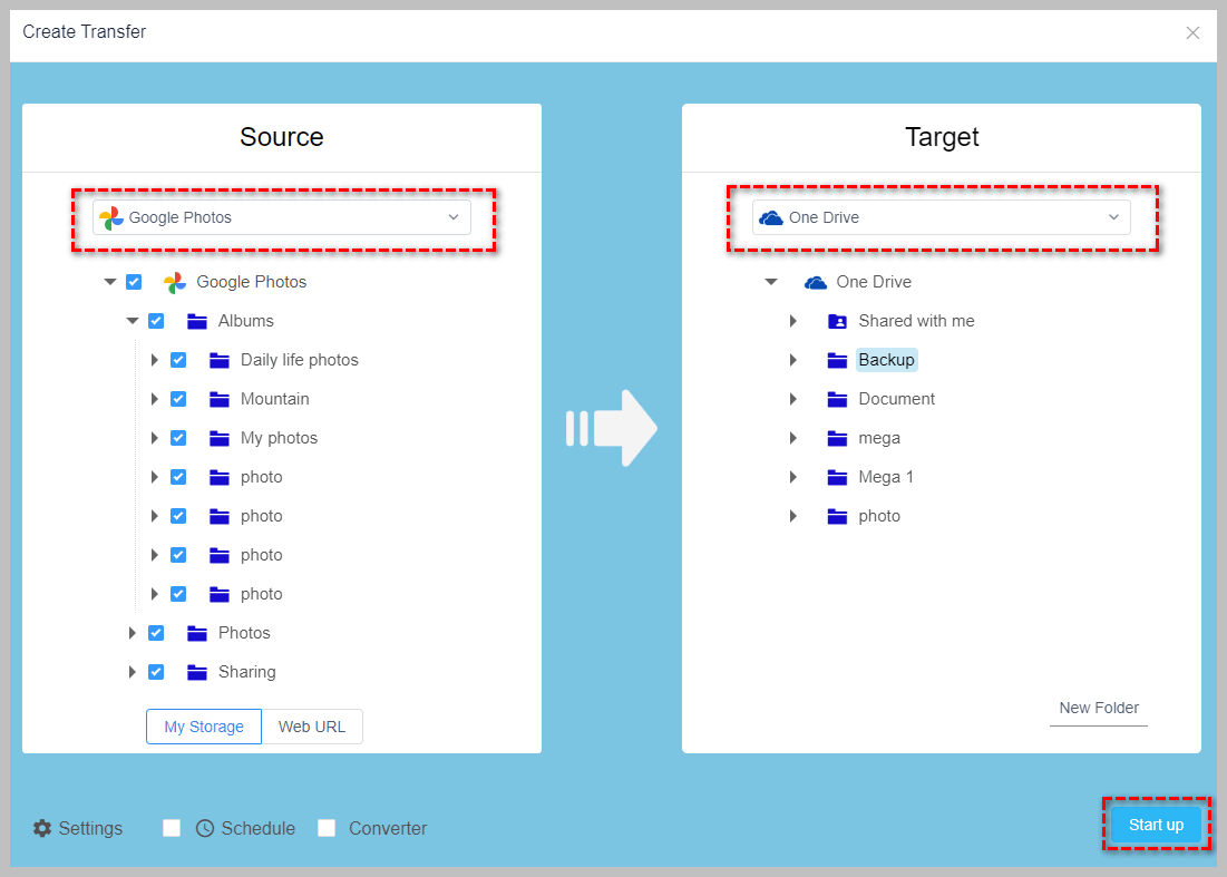 google photos to onedrive