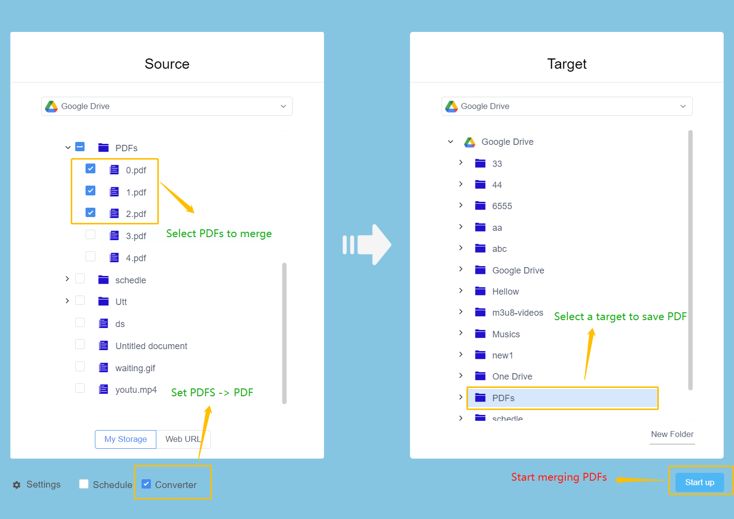 create a task to merge PDFs