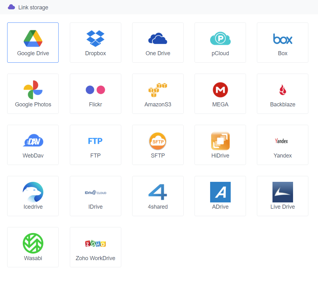 supported cloud storage