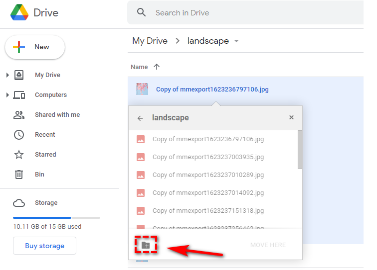 Create folder in Google drive