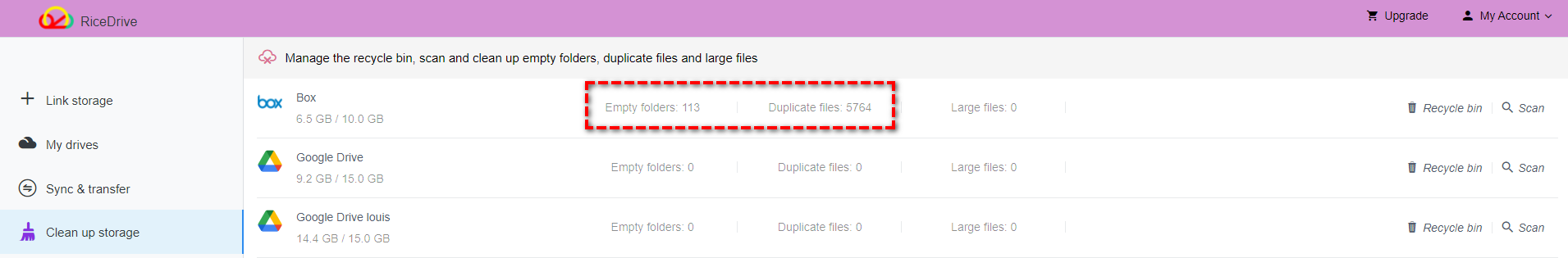 Duplicate files found by ricedrive
